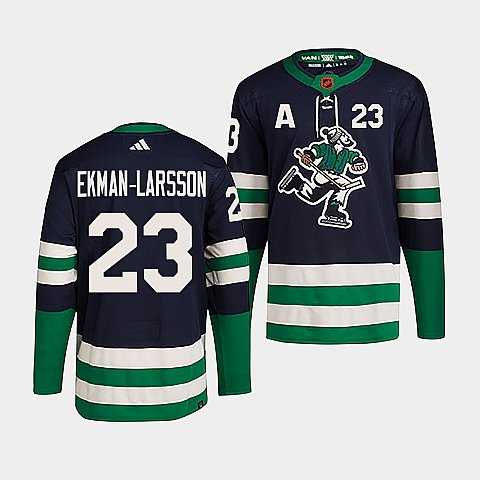 Mens Vancouver Canucks #23 Oliver Ekman-Larsson Navy 2022 Reverse Retro Stitched Jersey Dzhi